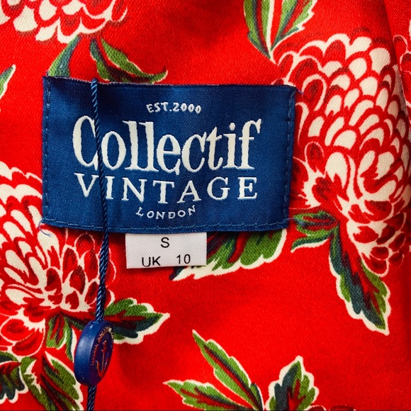 Collectif Floral Pencil Dress Pin Up Girl Look - Picture 6 of 8